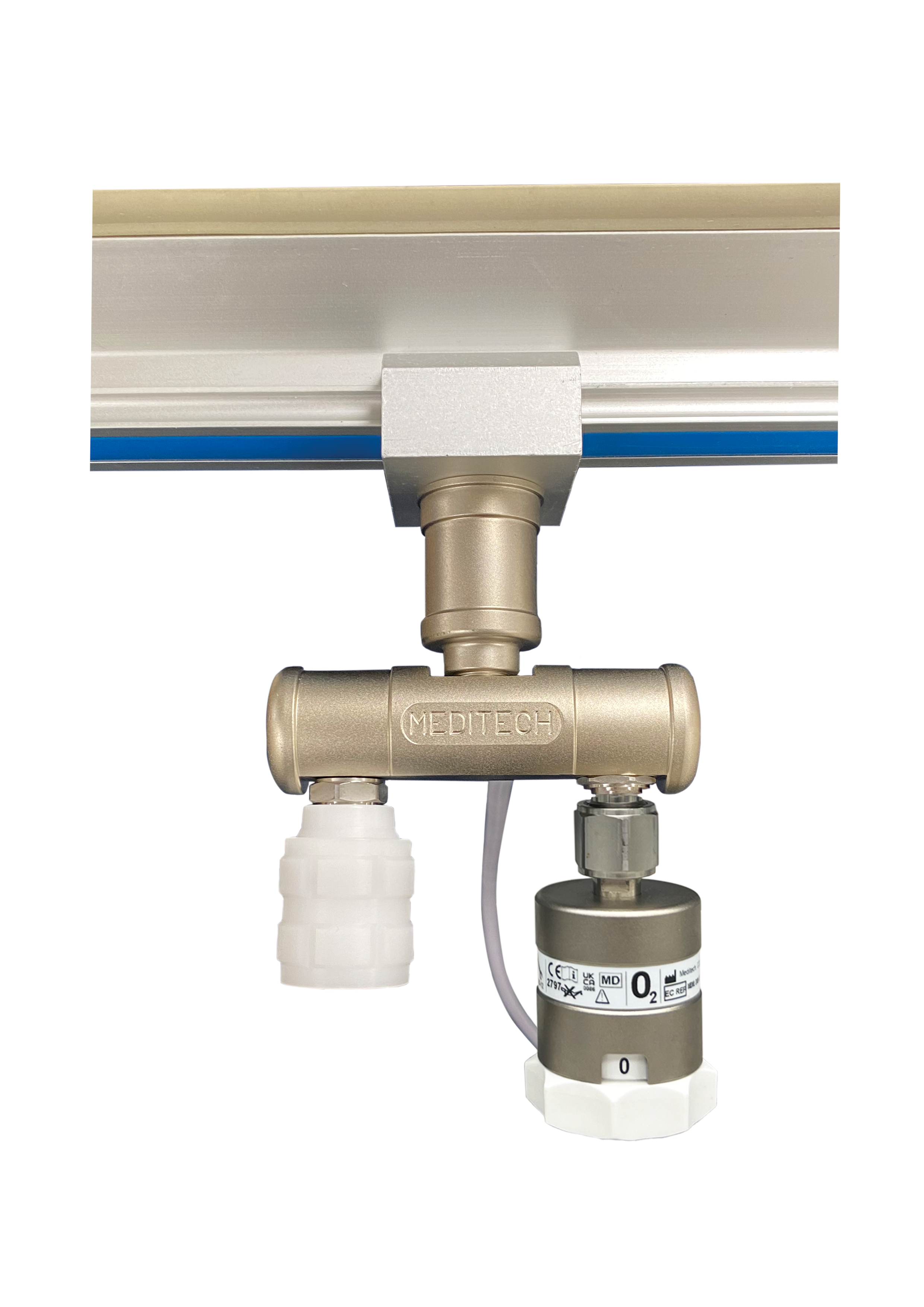 Straight Bar (100mm) Rail Mounted Flow Selector and 4 Bar Outlet - 2M Supply Hose